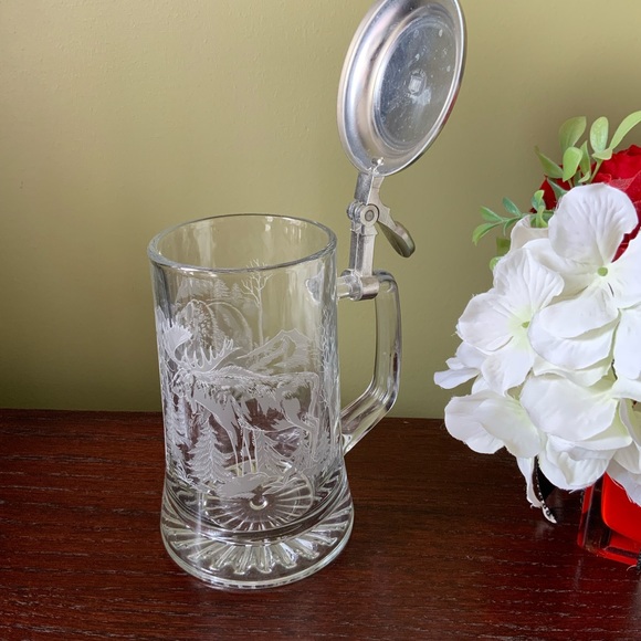 Lidded Glass beer Stein - Picture 1 of 5